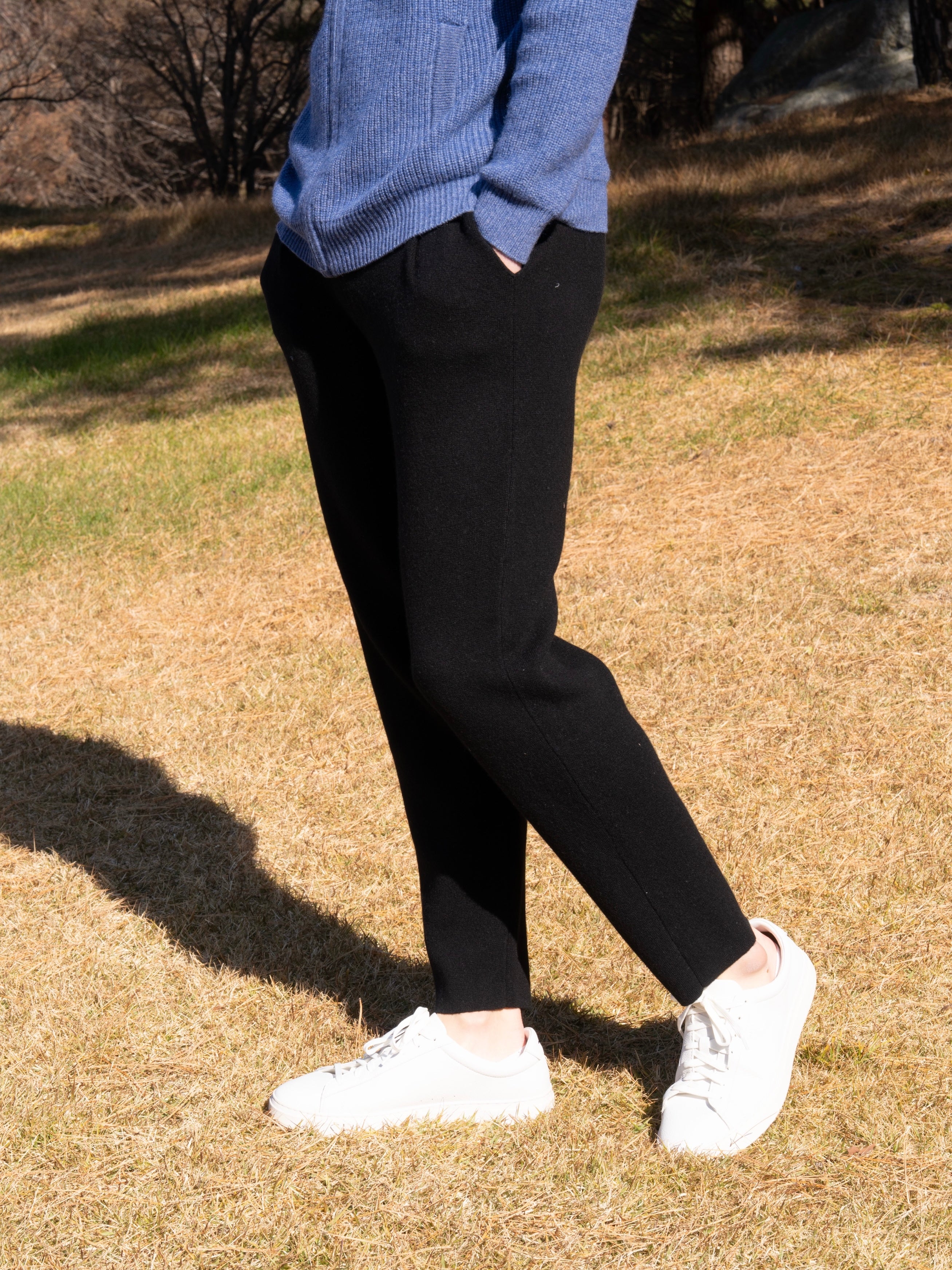 PURE CASHMERE WOOL BLEND PINTUCK PANTS