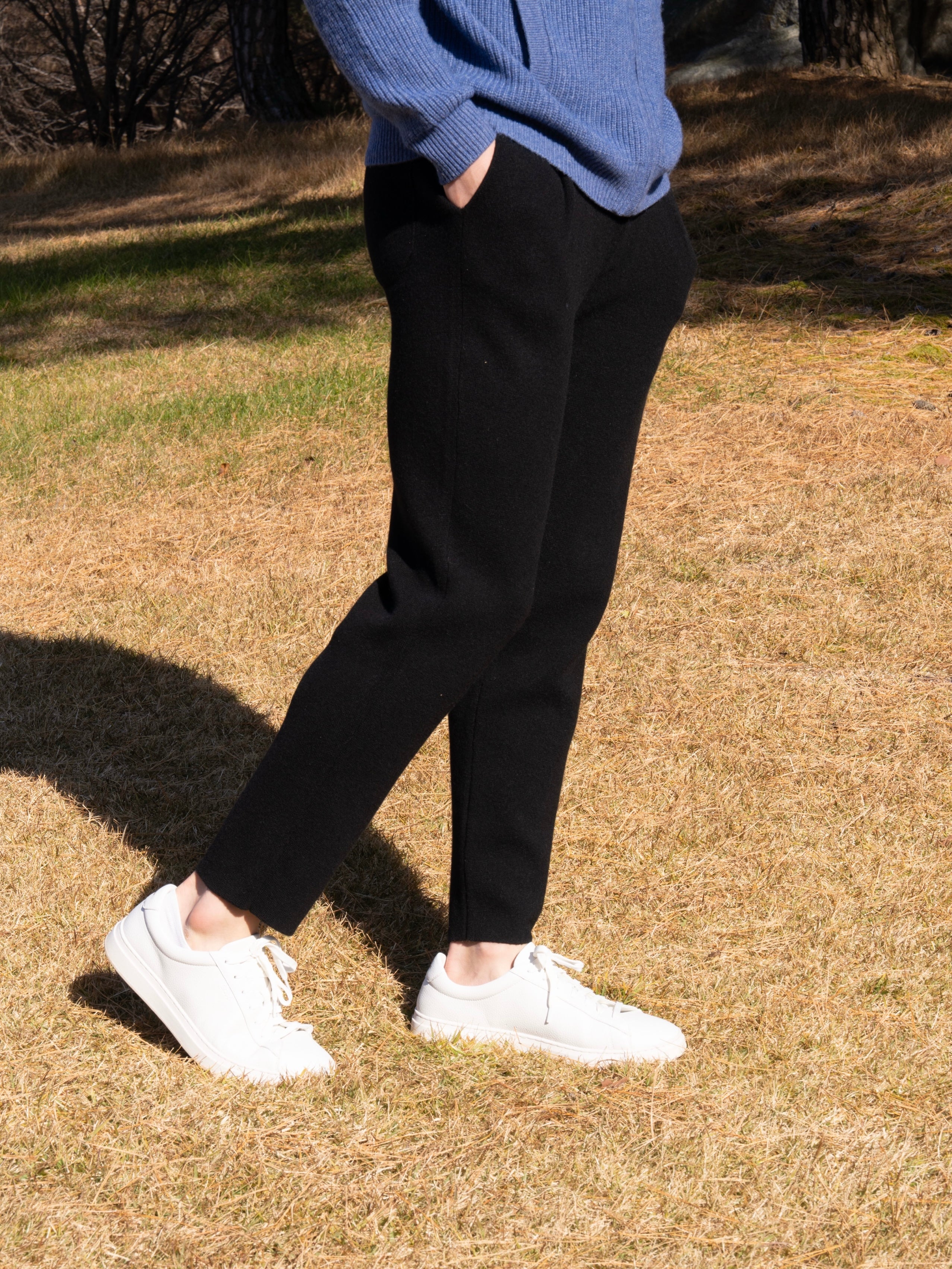 PURE CASHMERE WOOL BLEND PINTUCK PANTS