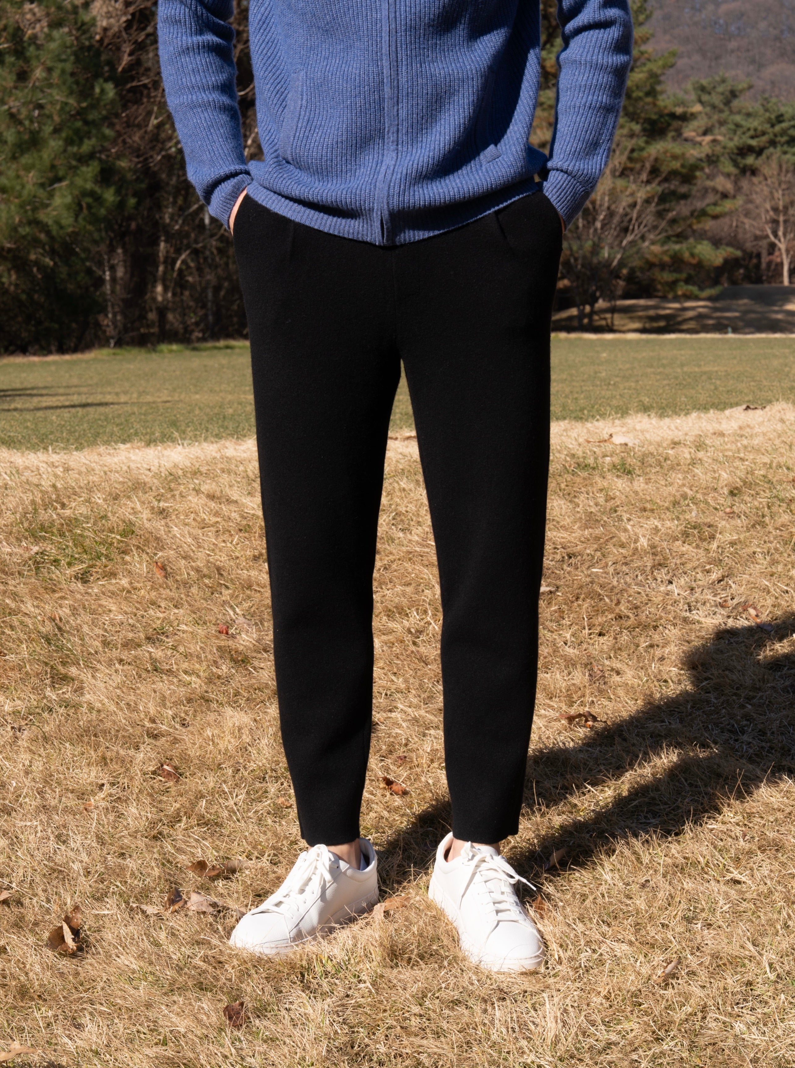 PURE CASHMERE WOOL BLEND PINTUCK PANTS