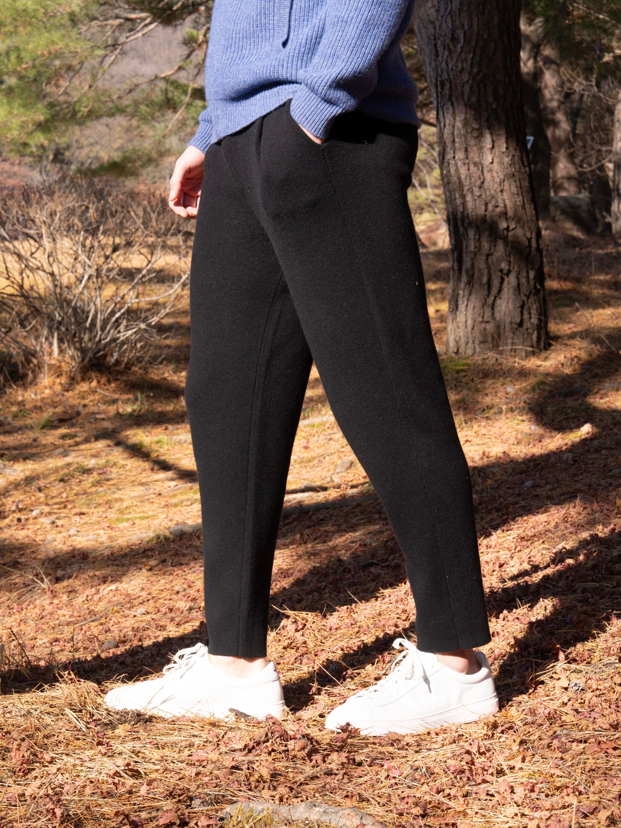 PURE CASHMERE WOOL BLEND PINTUCK PANTS