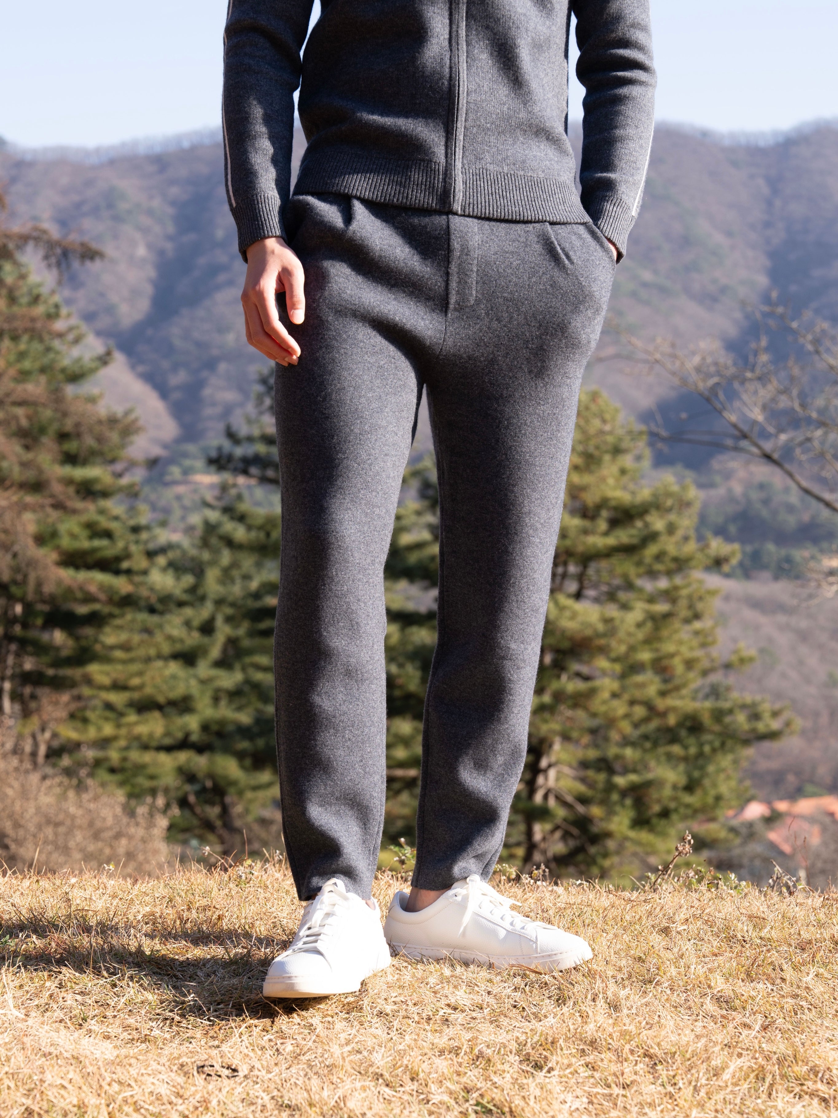 PURE CASHMERE WOOL BLEND PINTUCK PANTS