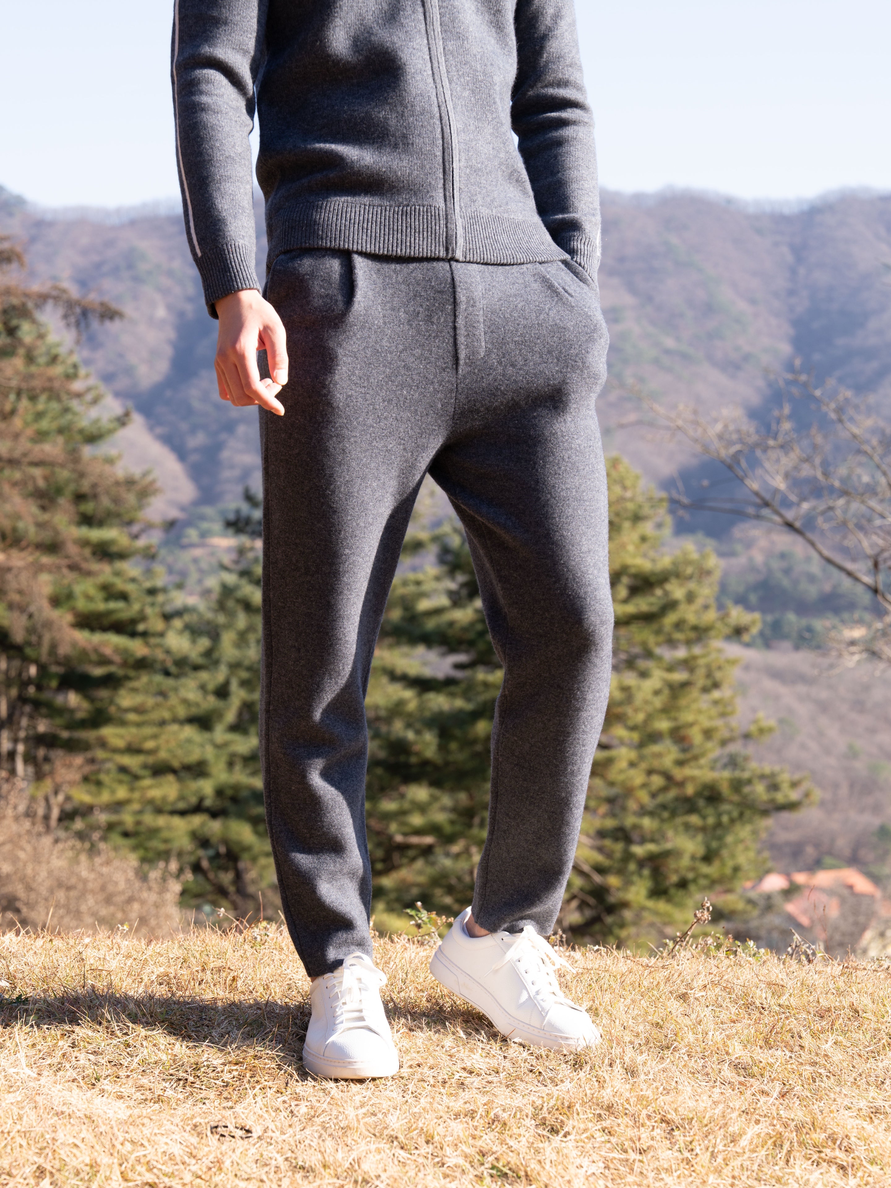 PURE CASHMERE WOOL BLEND PINTUCK PANTS