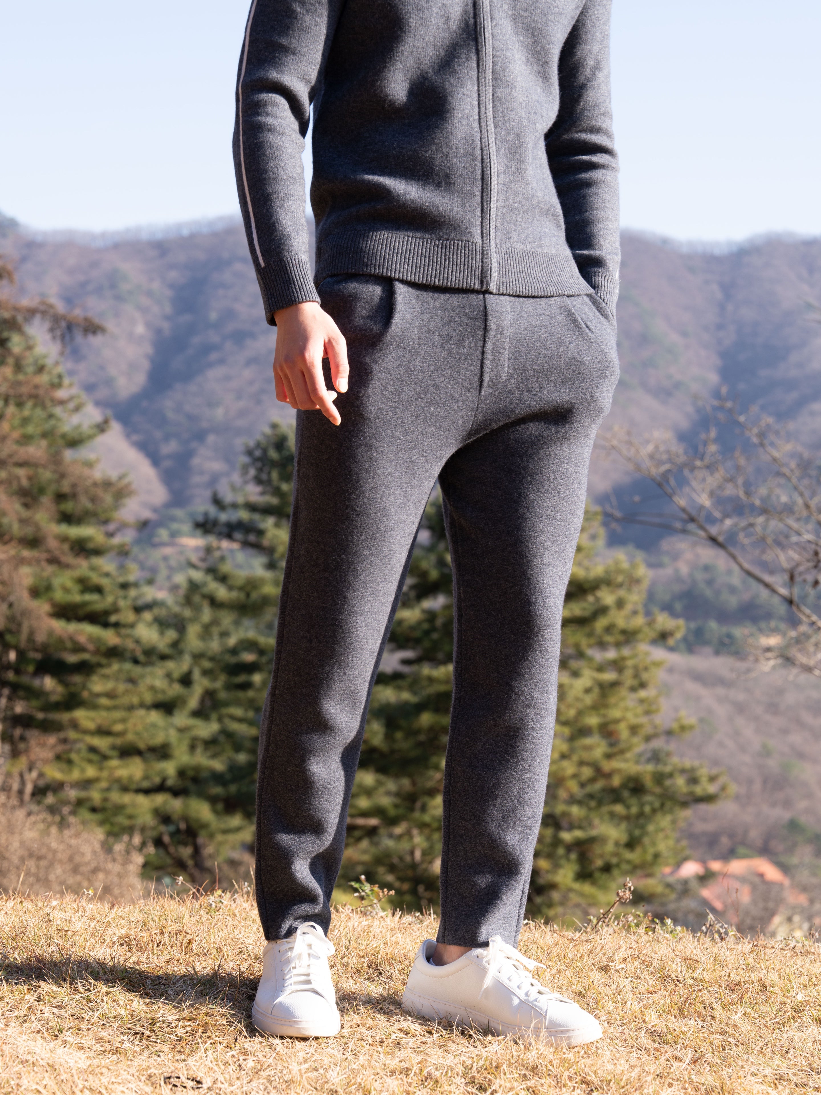 PURE CASHMERE WOOL BLEND PINTUCK PANTS