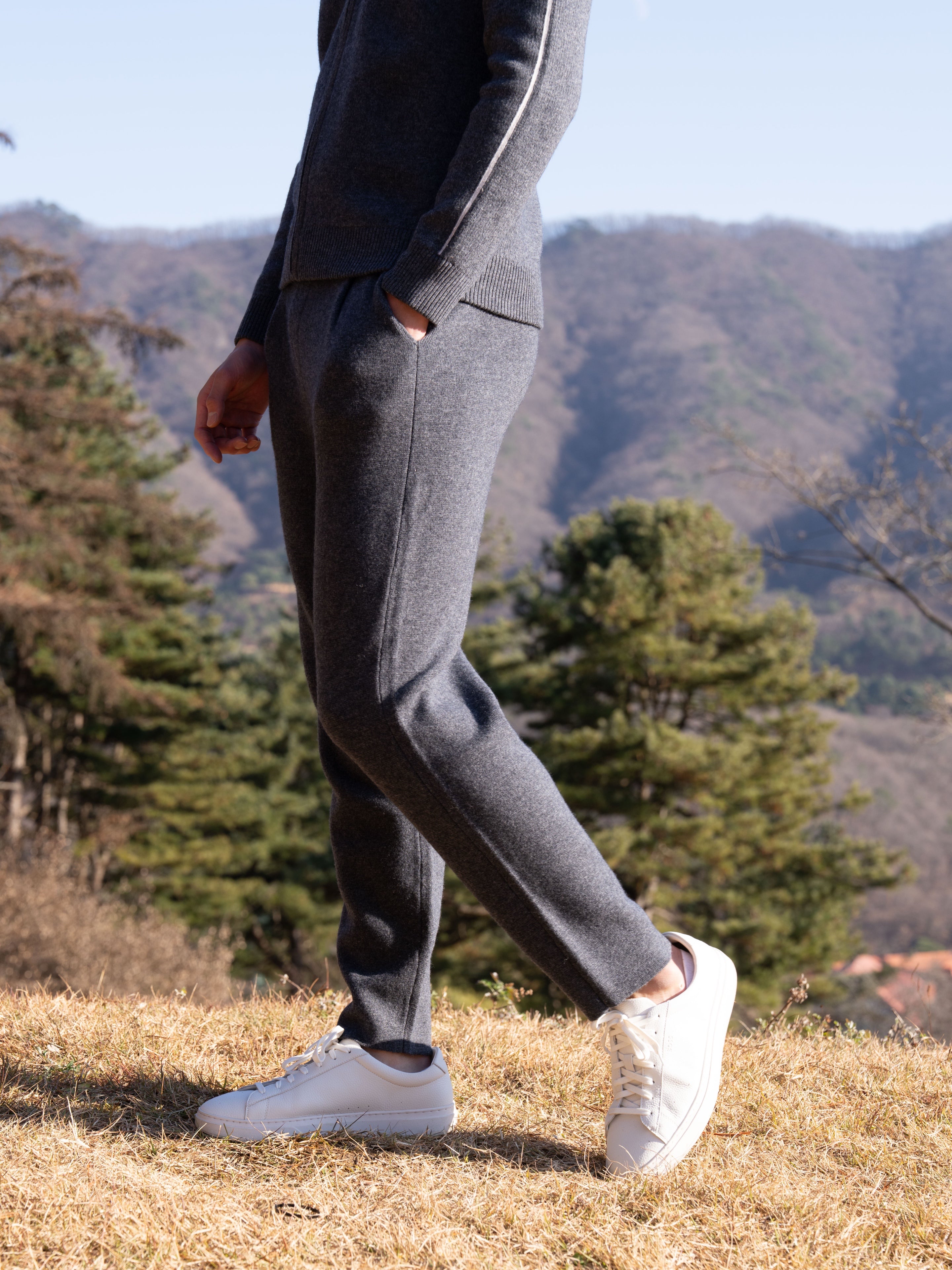 PURE CASHMERE WOOL BLEND PINTUCK PANTS