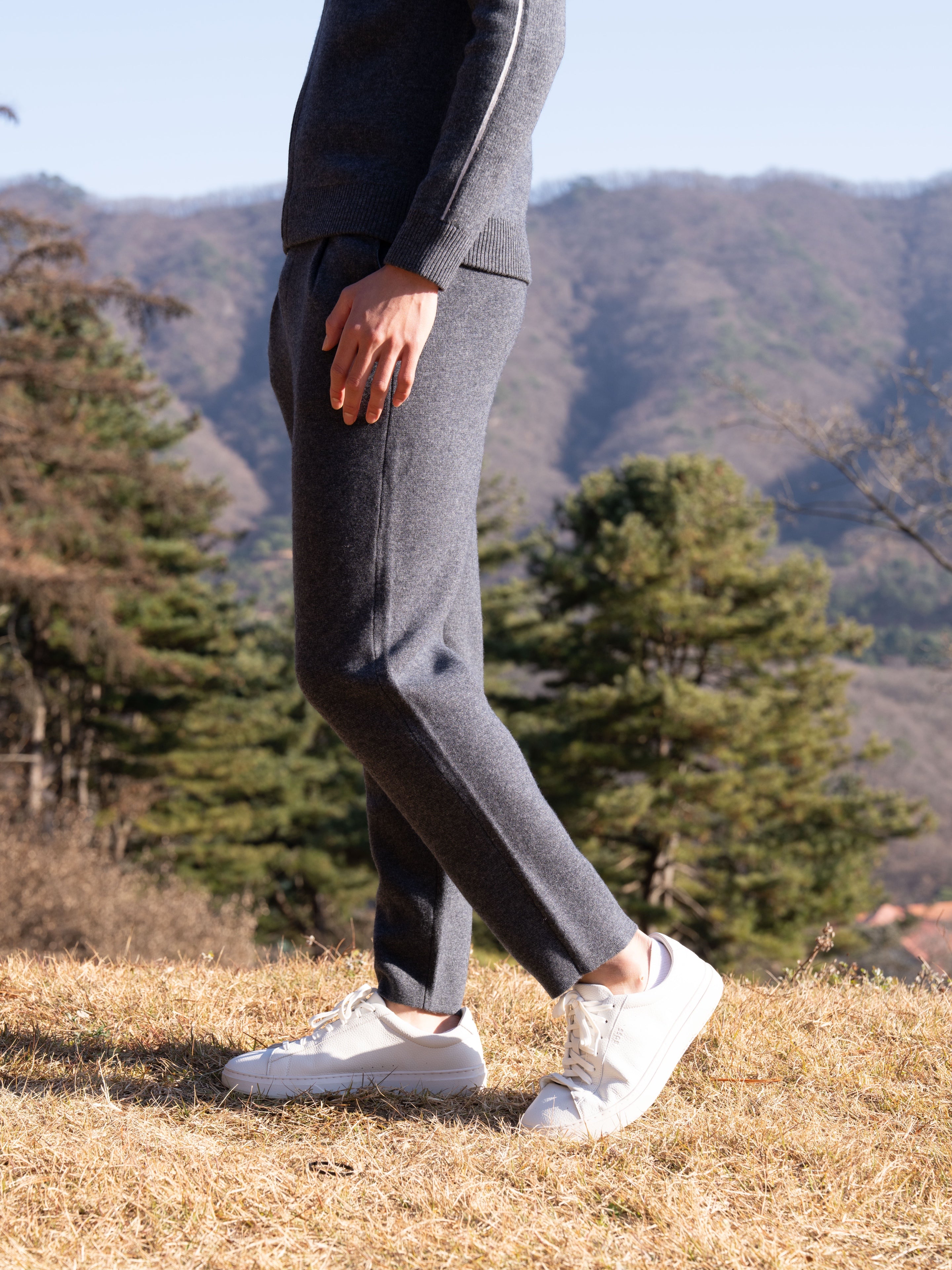 PURE CASHMERE WOOL BLEND PINTUCK PANTS